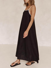 A-line Summer Vibe Contrasting Suspender Dress