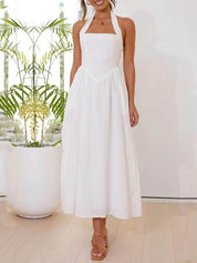 Little Black Halter Midi Dress