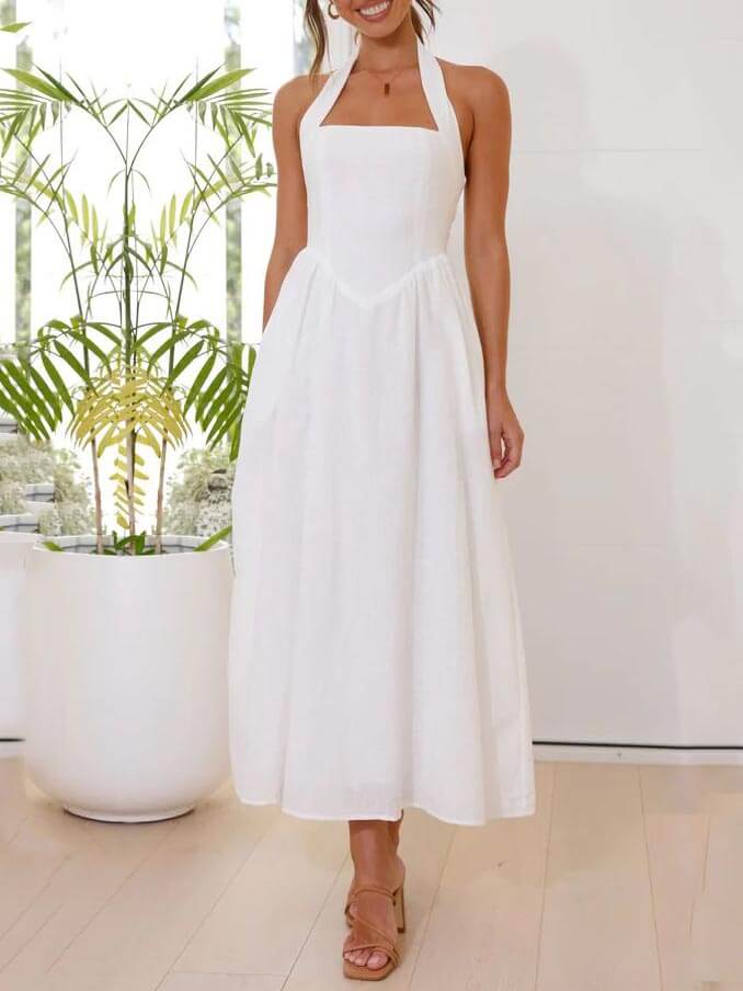 Little Black Halter Midi Dress