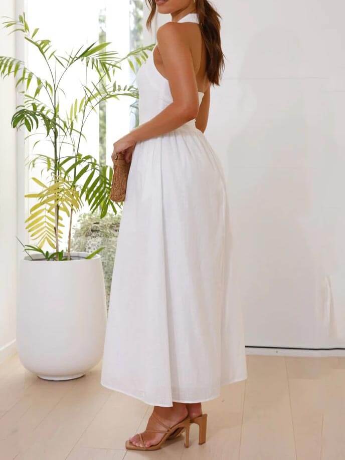 Little Black Halter Midi Dress