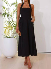 Little Black Halter Midi Dress