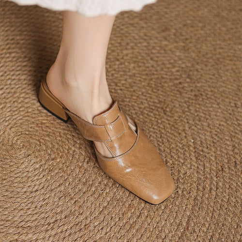 Lawson Square-Toe Leather Mules
