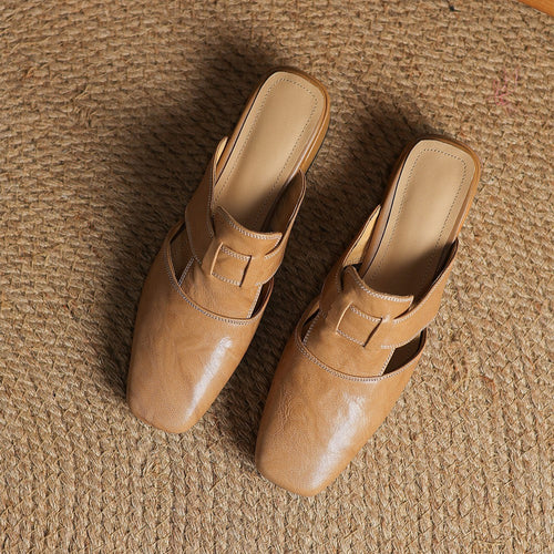 Lawson Square-Toe Leather Mules