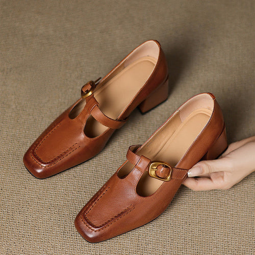 Marlowe Leather Mary Jane Heels