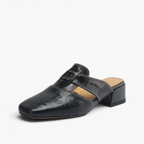 Lawson Square-Toe Leather Mules