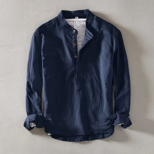 Caleb Linen Mandarin Shirt