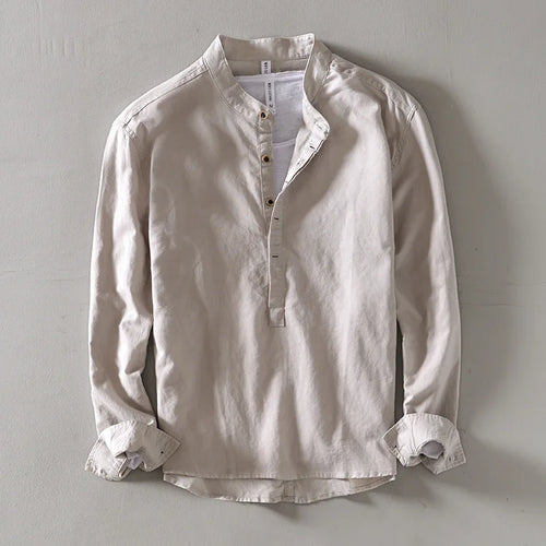 Caleb Linen Mandarin Shirt