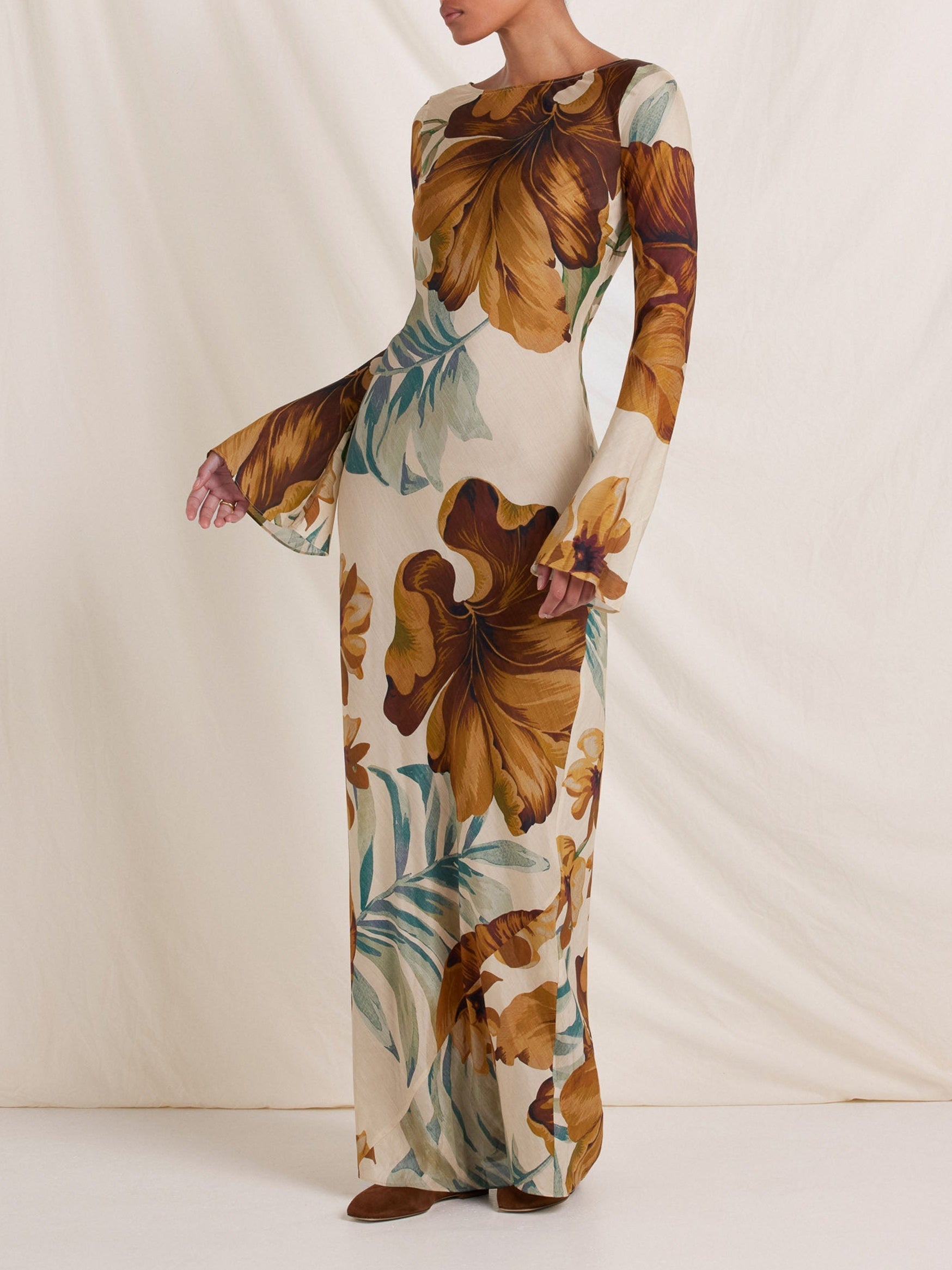 Hand-Drawn Botanical Maxi Dress